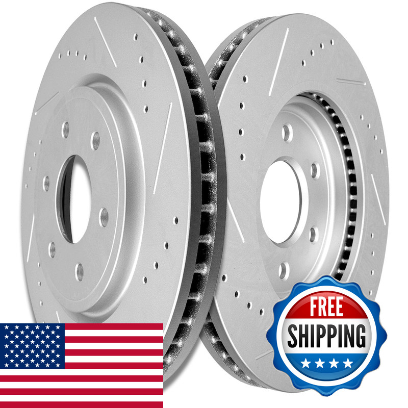 Scitoo 2Pcs Front Drilled Slotted Brake Rotors Brakes Kit Fit For 2005-2018 For
