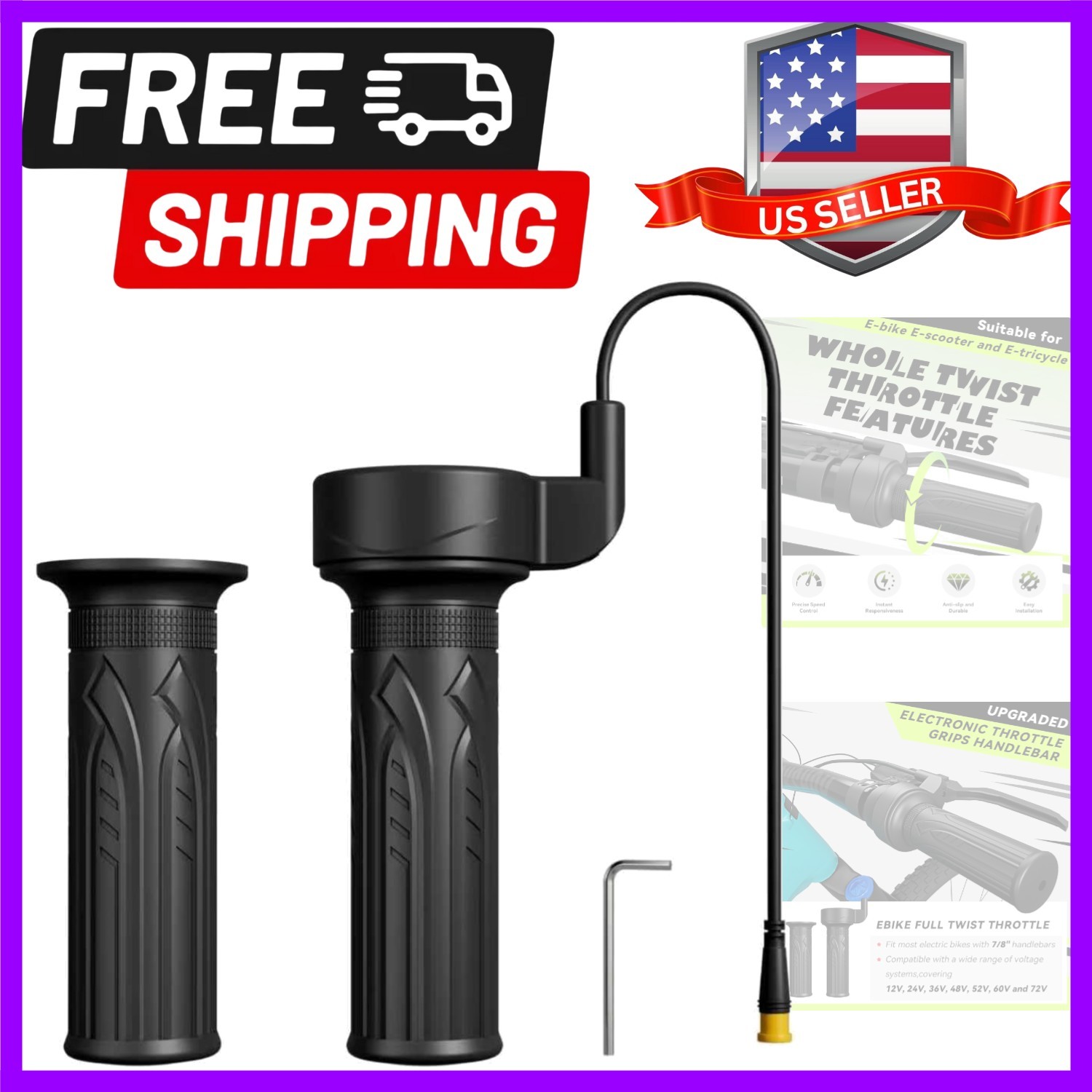 20X Full Twist Throttle 12V-72V Ebike Throttle, E-Bike Throttle for Electric …