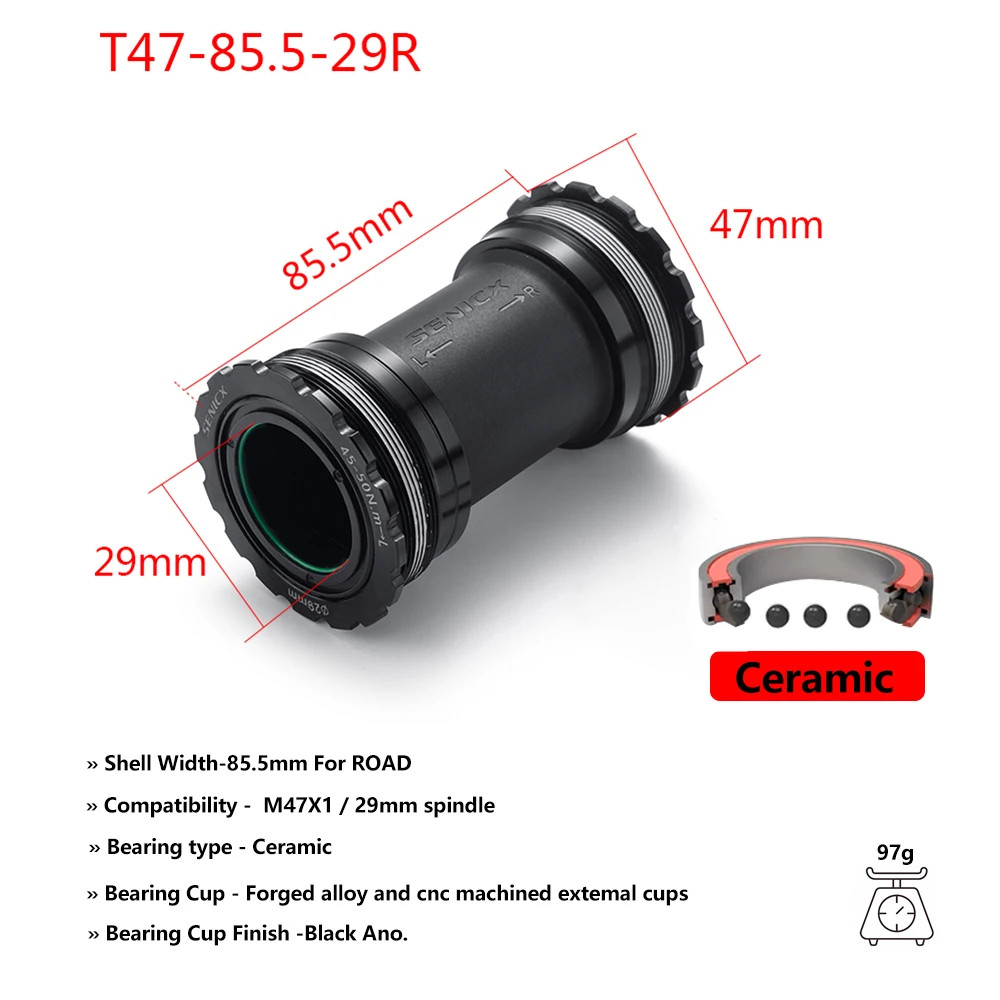 LINGMAI T47 Threaded Bottom Bracket 68/77/85.5mm 24mm DUB Ceramic Steel Bike