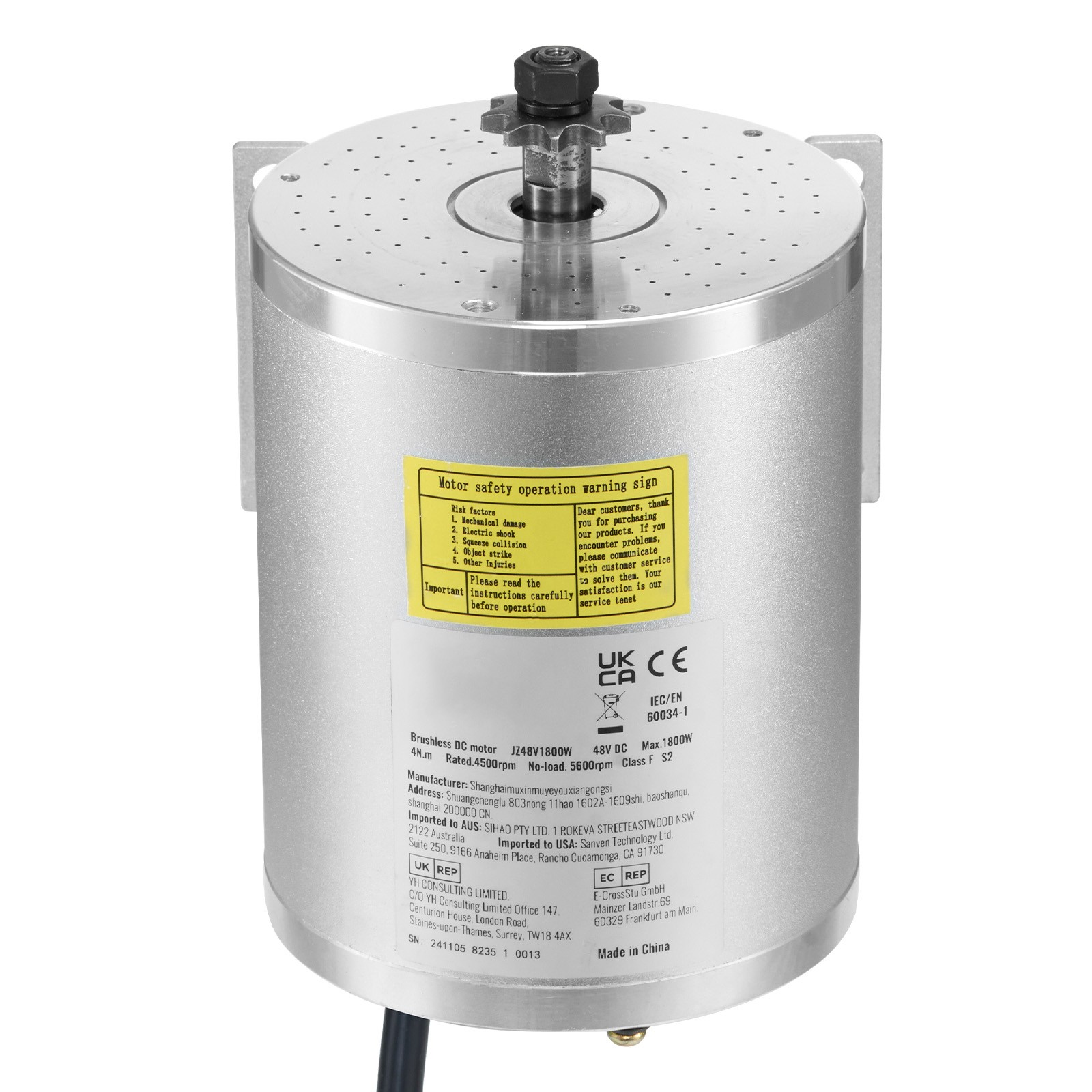 Uimoso 48V 1800W Brushless DC Motor Kit with Enhanced Controller, 4500RPM Speed