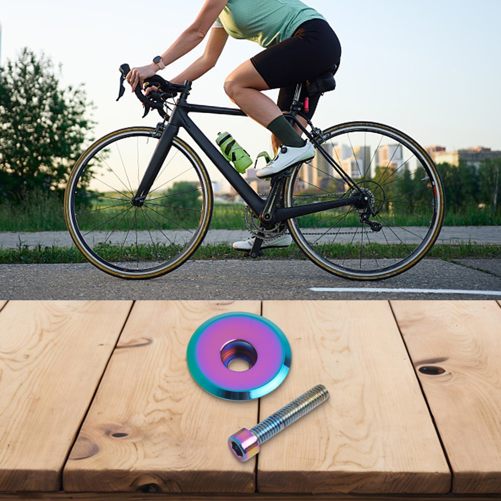 Lightweight Multicolor Oil Slick Headset Stem Cap Replacement Top Cover
