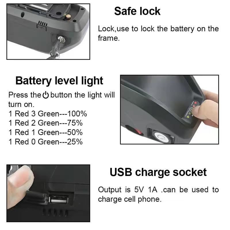 Hailong Ebike Battery 48V 52V-15/17.5/20AH High Power Lithium with BMS