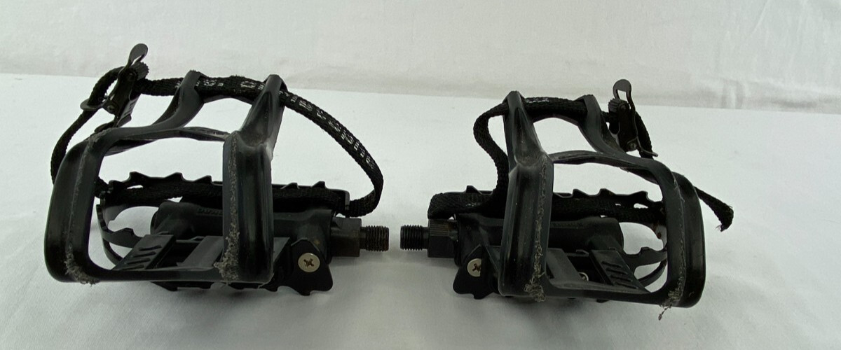 Sakae Pedals w/ Christophe 43 Toe Clips Metal Plastic Bicycle Parts **NOTE** B55