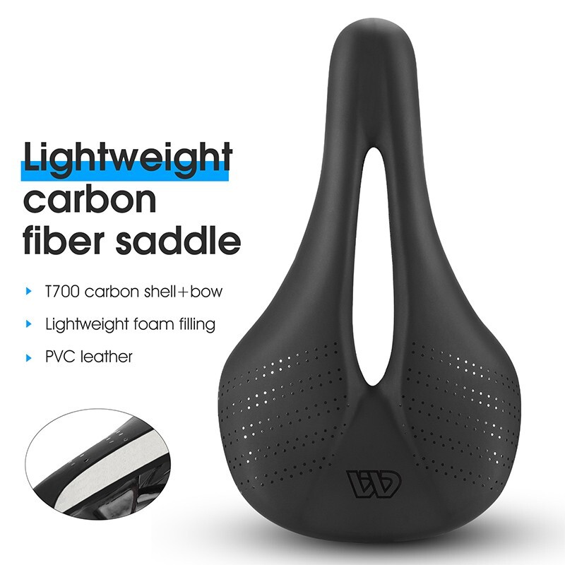 WEST BIKING Leather Carbon Fiber Road Bike Saddle Racing Bicycle Saddle Cushion