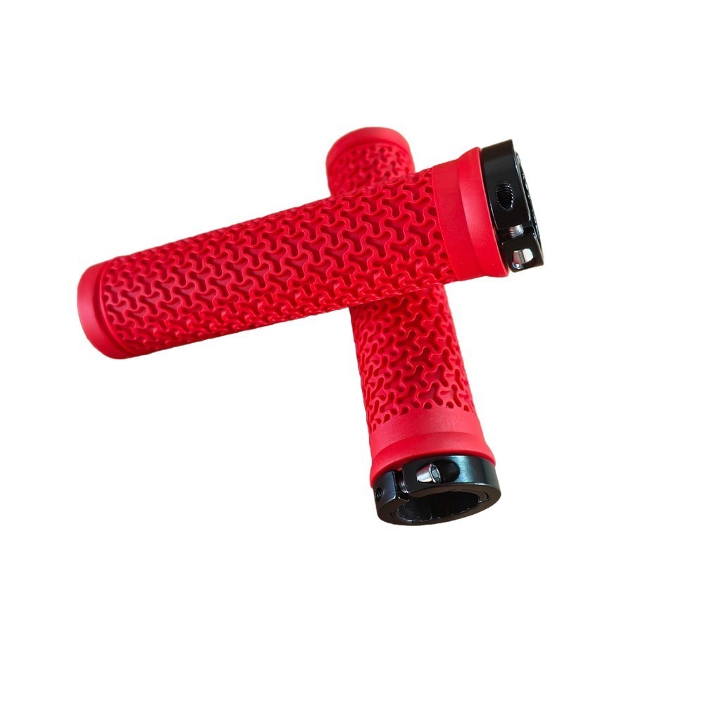 Rubber Bicycle Grips with Aluminum Ring Fit 22.2mm Handlebars for Mountain Bike