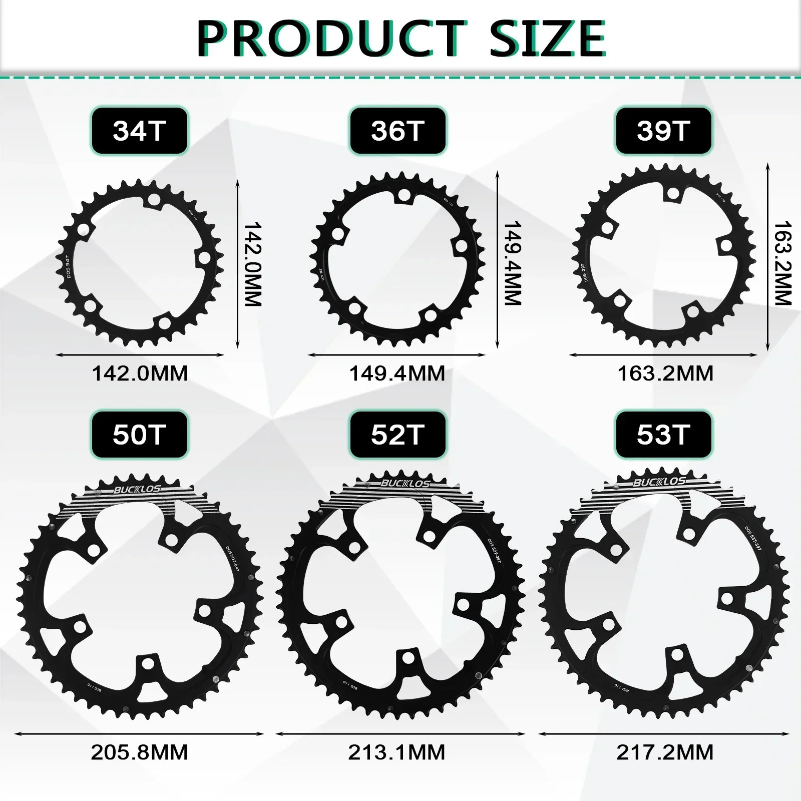 Ultralight Double Chainring for Road Bike 110BCD 50-34T 52-36T 53-39T Bicycle Cr