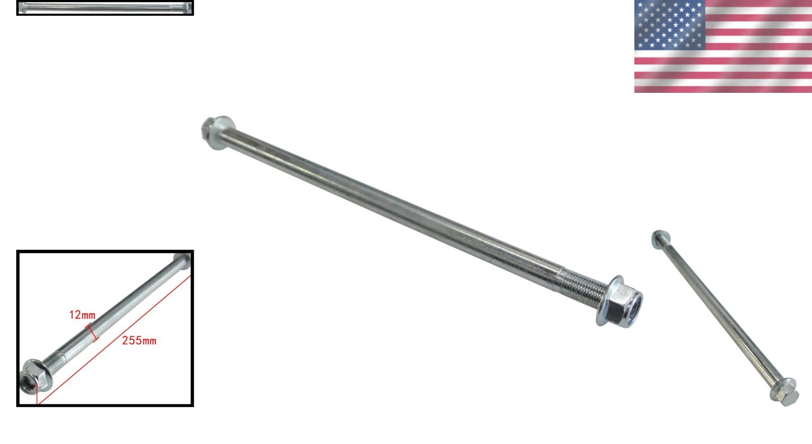 255mm 12mm Rear Axle for PIT PRO Trail Dirt Bike & ATV – 50cc-125cc