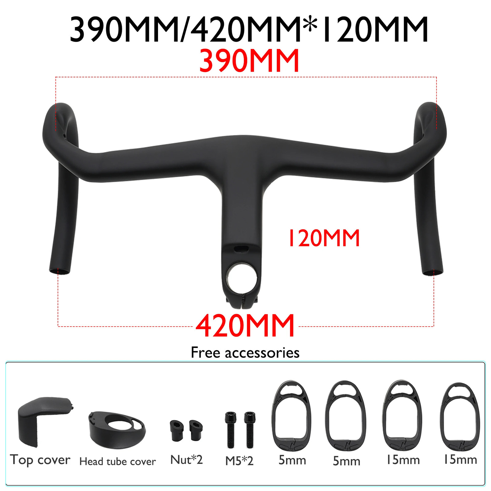 Full Carbon Integrated Road Bike Handlebar 28.6mm 350-410mm Aero Drop Handlebar