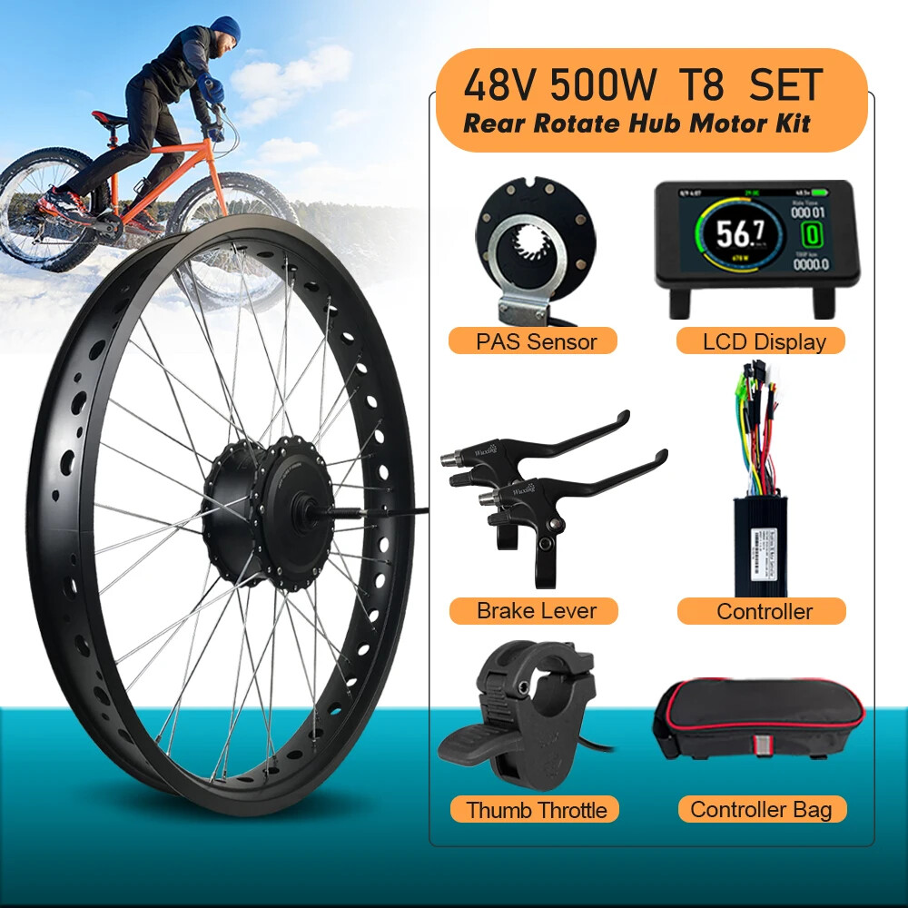 20 24 26In 500W Snow Fat Electric Bicycle Rear Motor Wheel Drive Kit 170/190mm
