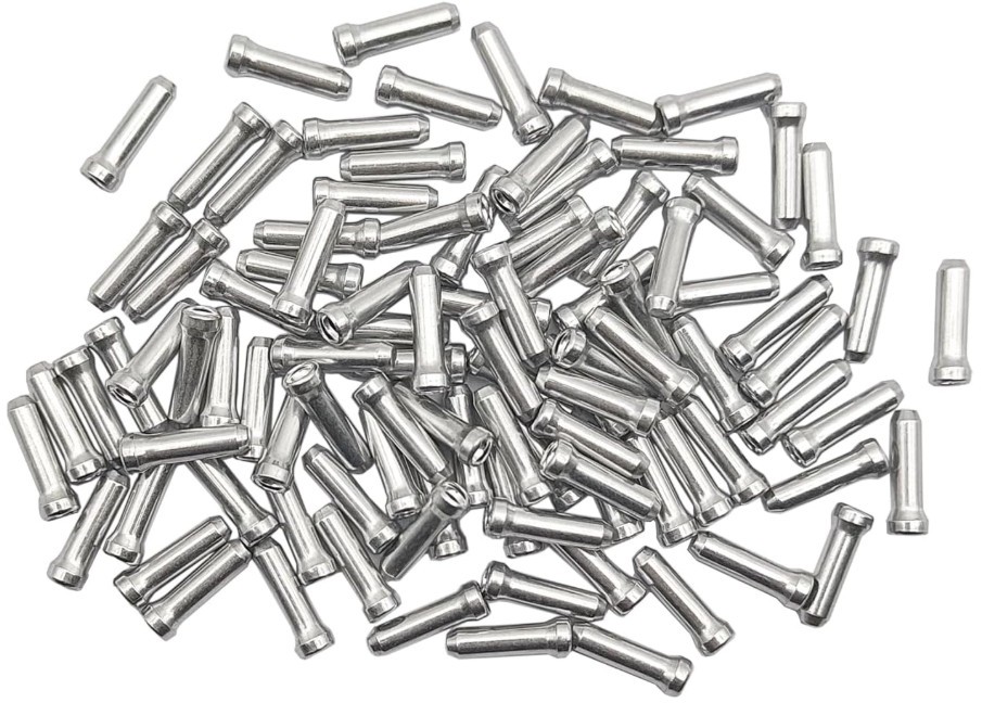 100 Bike Cable End Cap Silver Brake Shifter Wire Crimp Mountain Bicycle Aluminum