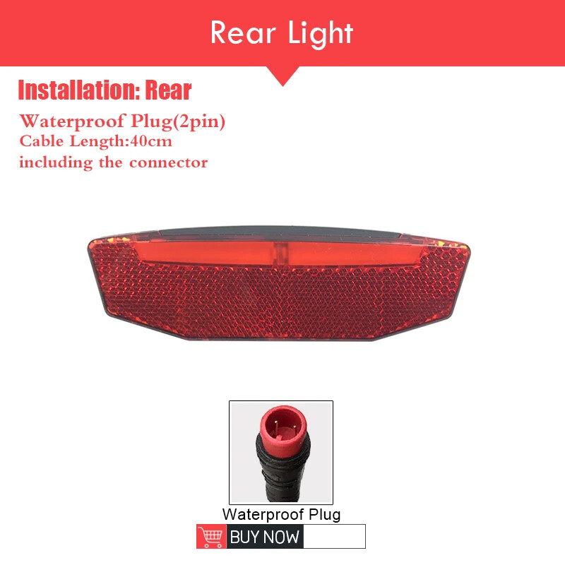 E-bike LED Headlight and E-Bike Rear Light 12V 24V 36V 48V 60V for Electric Bike