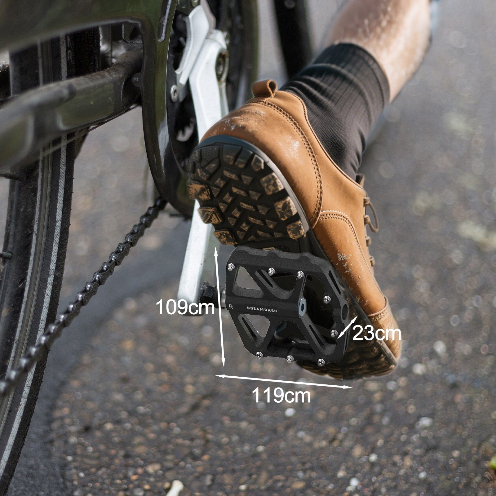 DREAMDASH Mountain Bike Pedals 9/16» Aluminum Alloy Bearing Reflective Pedals