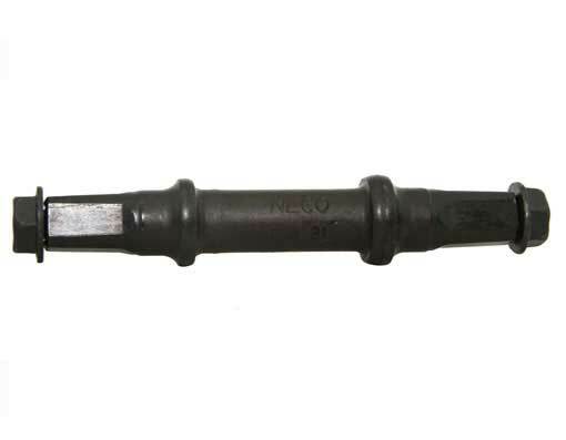 116MM LONG COTTERLESS B.B AXLE SQUARE BOLT STYLE (CENTER SIZE 52MM) IN BLACK.