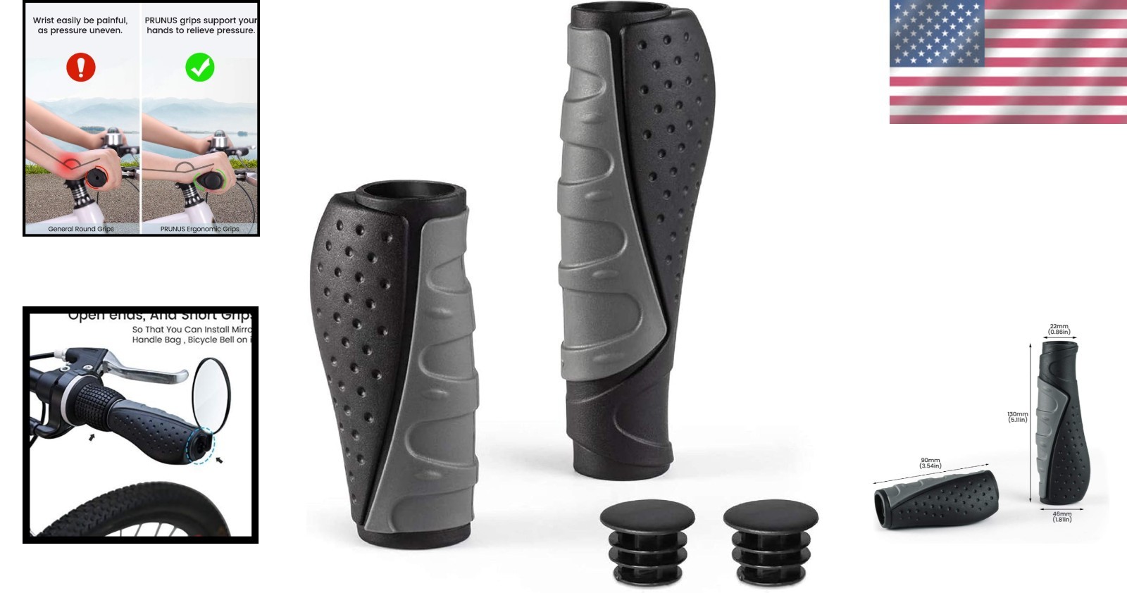No-Slip Rubber Bike Handlebar Grips 2 Pack Universal for Bicycles MTB BMX E-B…