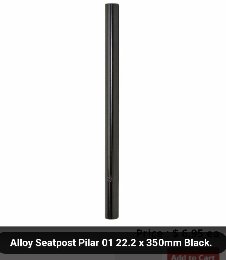 NEW BLACK ALLOY BICYCLE SEAT POST 22.2X350MM LONG (SILVER/CHROME ALSO)