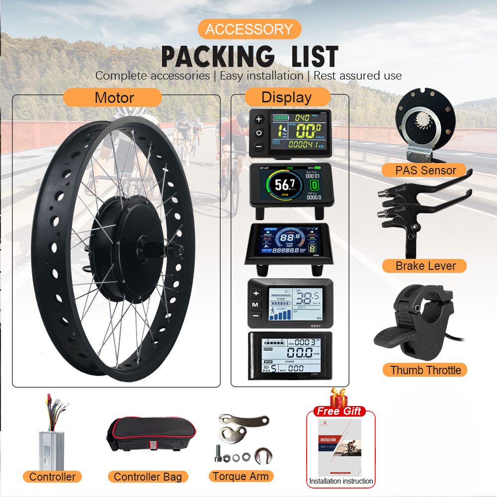 20 24 26inch Electric Fat Bike Kit 1500W Brushless Rear Cassette Hub Motor Wheel