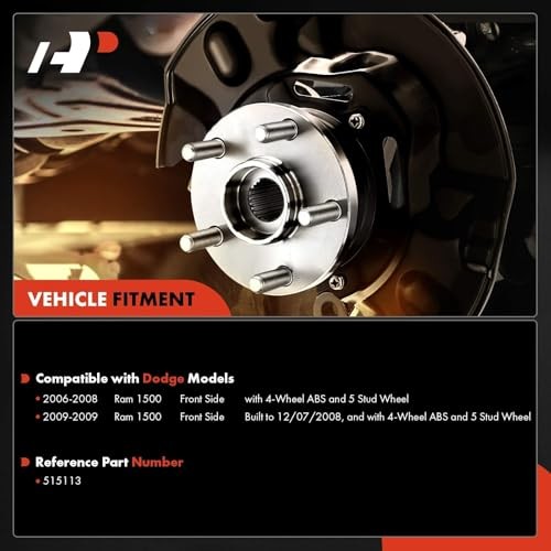 Front Wheel Bearing and Hub Assembly with ABS & 5-Lug Compatible with Dodge