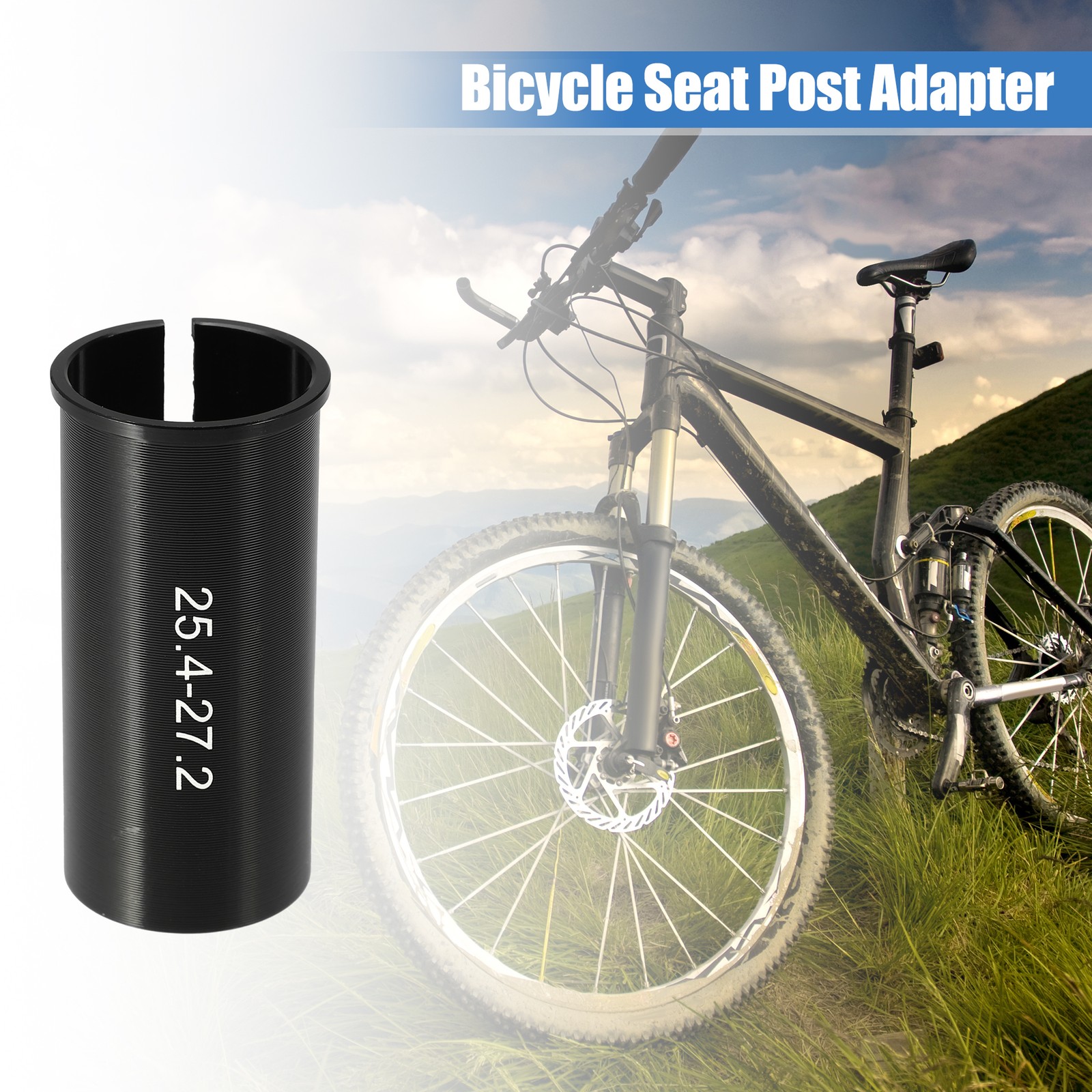 2 Pcs 25.4mm to 27.2mm Bicycle Seat Post Tube Adapter Reducing Sleeve Black