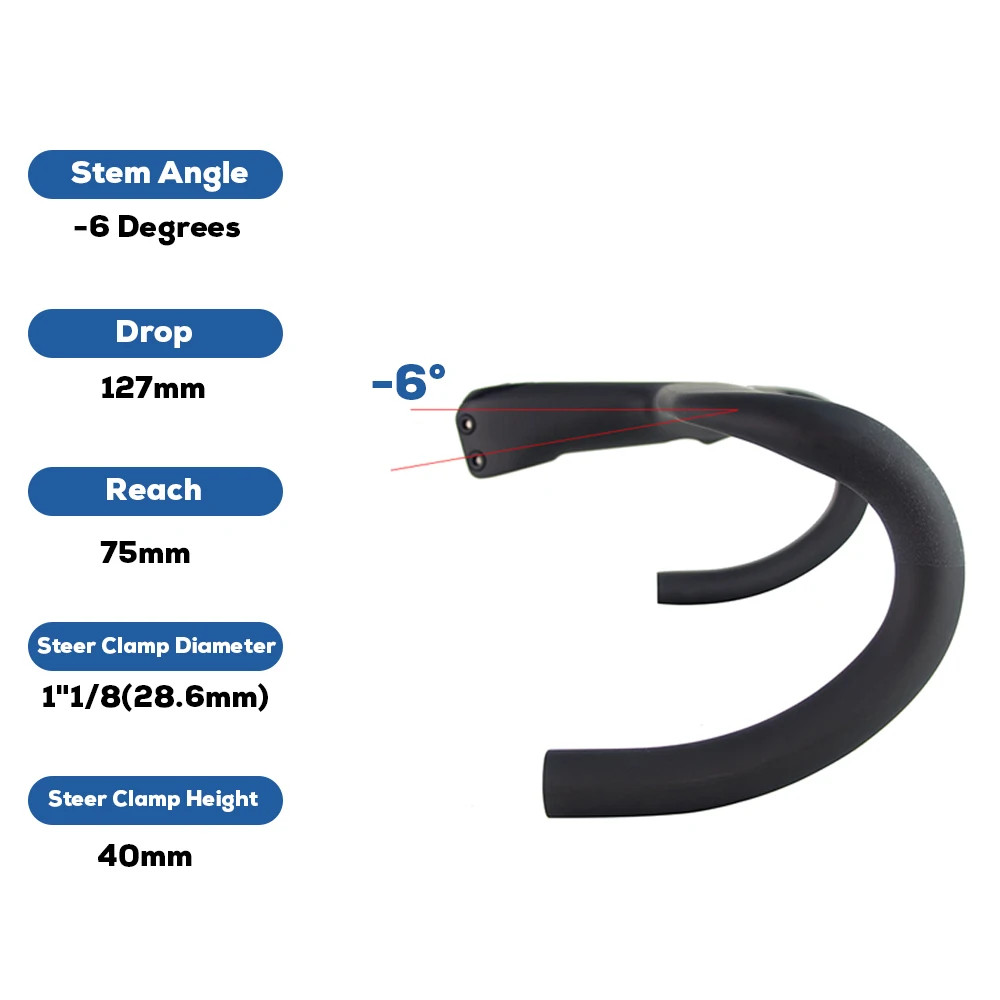 Road Bike Carbon Internal Cable Integrated Drop Bar Width 380-440mm with Spacer
