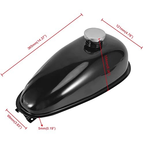 Upgrade Metal Fuel Gas Tank with Petcock Cap for 49cc 50cc 4L (1.06 Gallons)