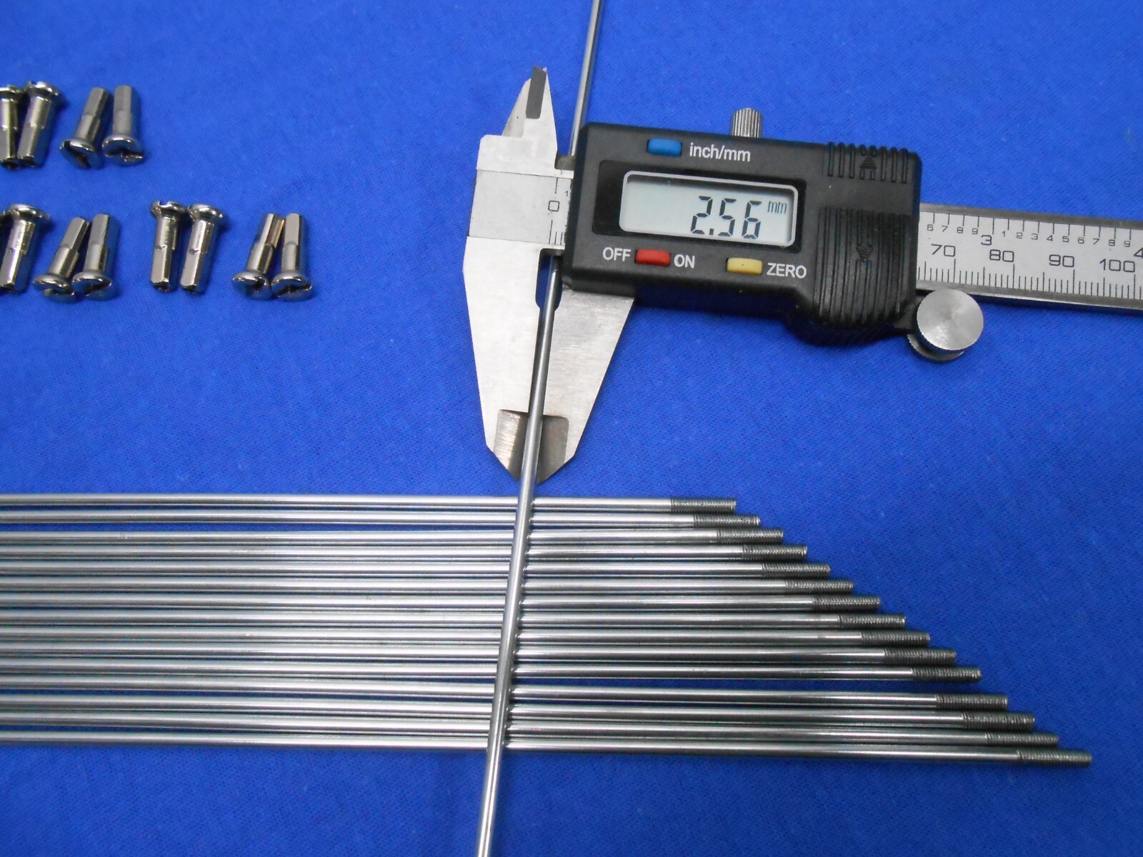 260mm Long 16 Silver Steel Spokes 12g (2.55mm) with Silver brass nipples StaTru
