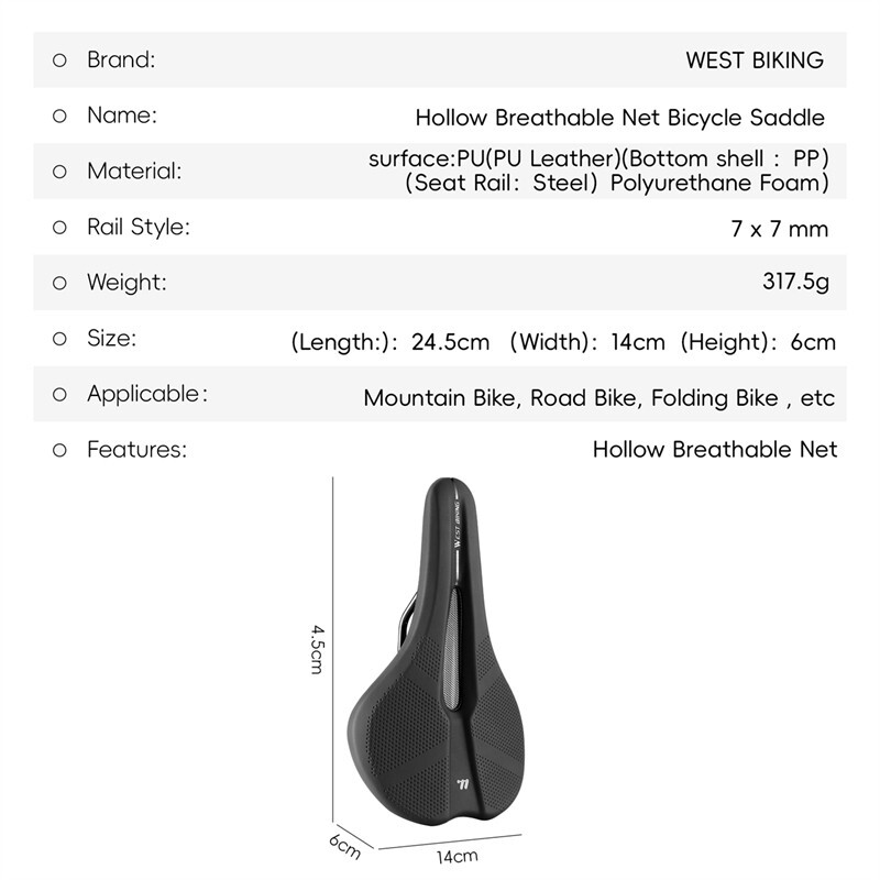 WEST BIKING Bicycle Saddle Road Bike Mountain MTB Cycling Seat Saddle Cushion
