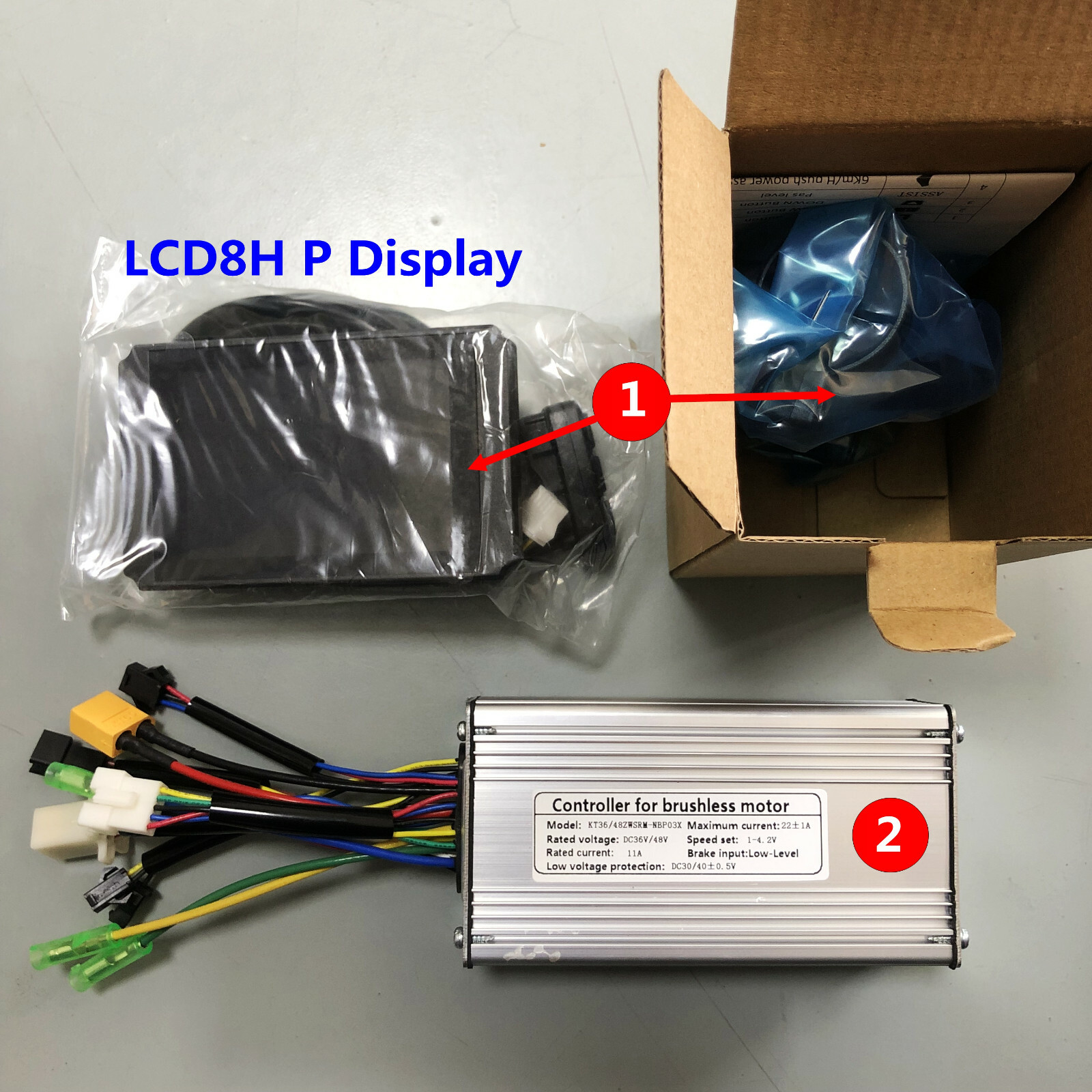 36V/48V 22A KT Brushless DC Motor Controller Ebike+KT-LCD8H/KT-LCD3 Display