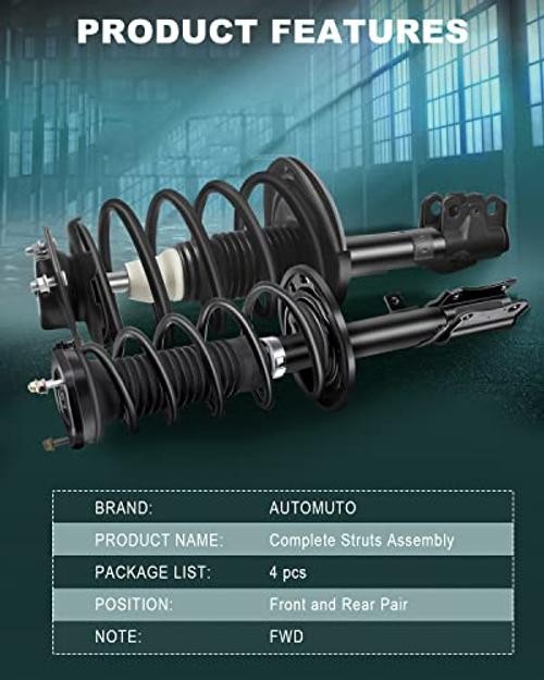 Strut Spring Assembly Front and Rear Pair Shock Front and Rear Complete Struts