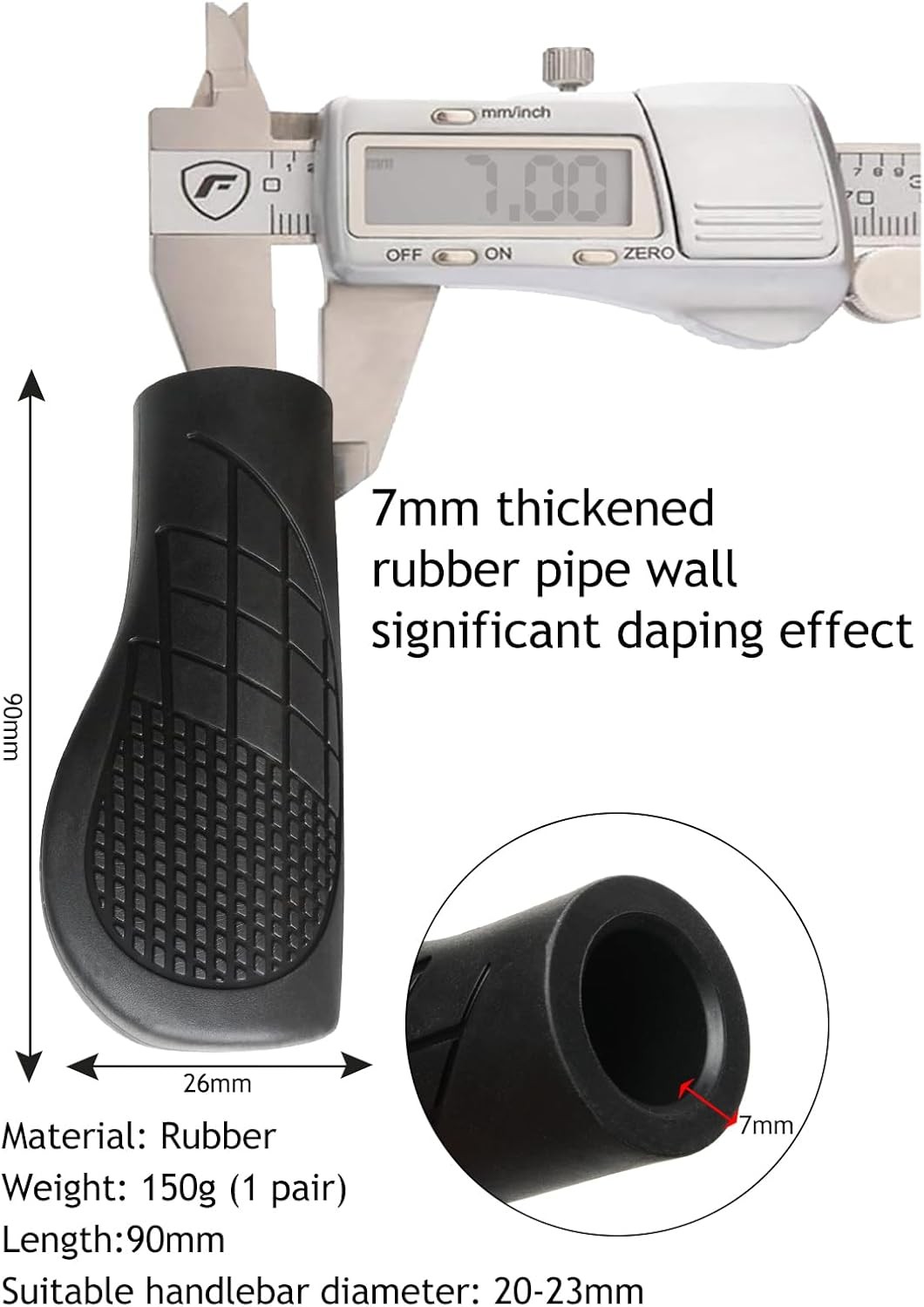 2PCS 90mm Bike Handlebar Grips Short Rubber Ergonomic Two-Color