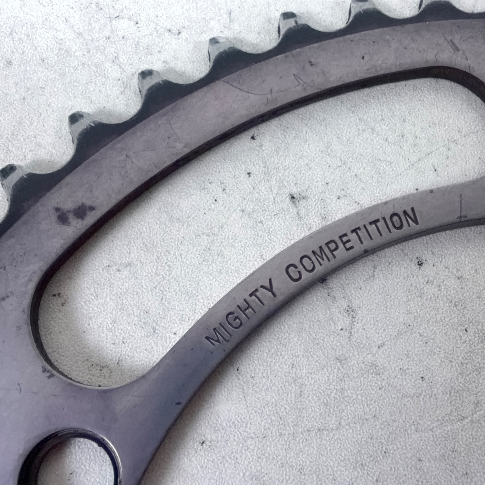 Vintage Sugino Mighty Competition 52T Chainring 144 BCD Black Alloy