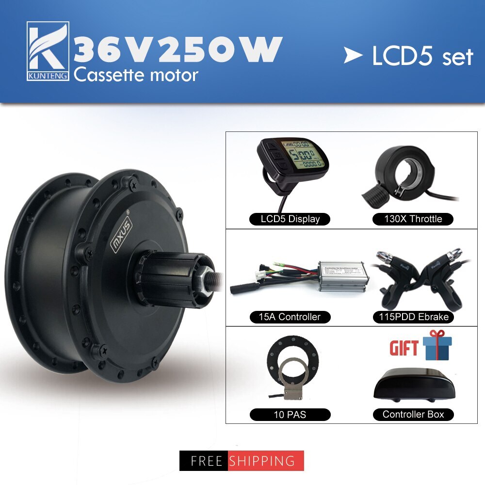E-Bike Conversion Kit 36V 48V 250W Hub Motor Waterproof Plug LED LCD Display