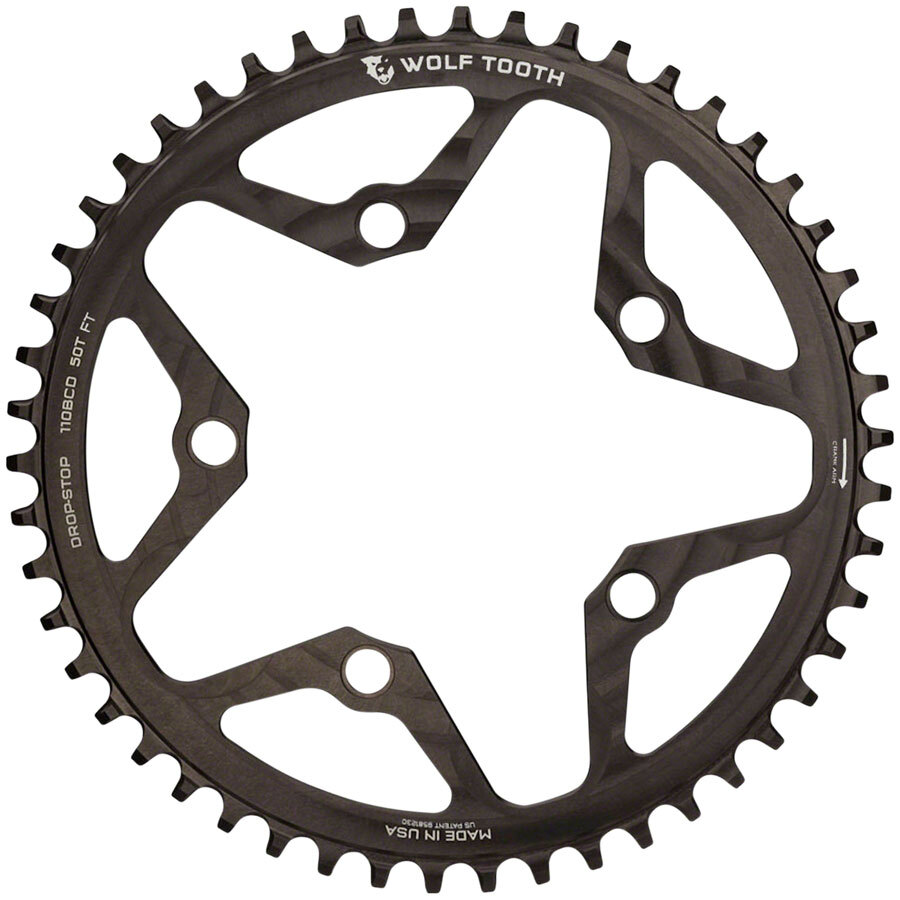 Wolf Tooth Chainring 52t 110 BCD 5-Bolt 10/11/12-Speed Alloy Cyclocross & Road