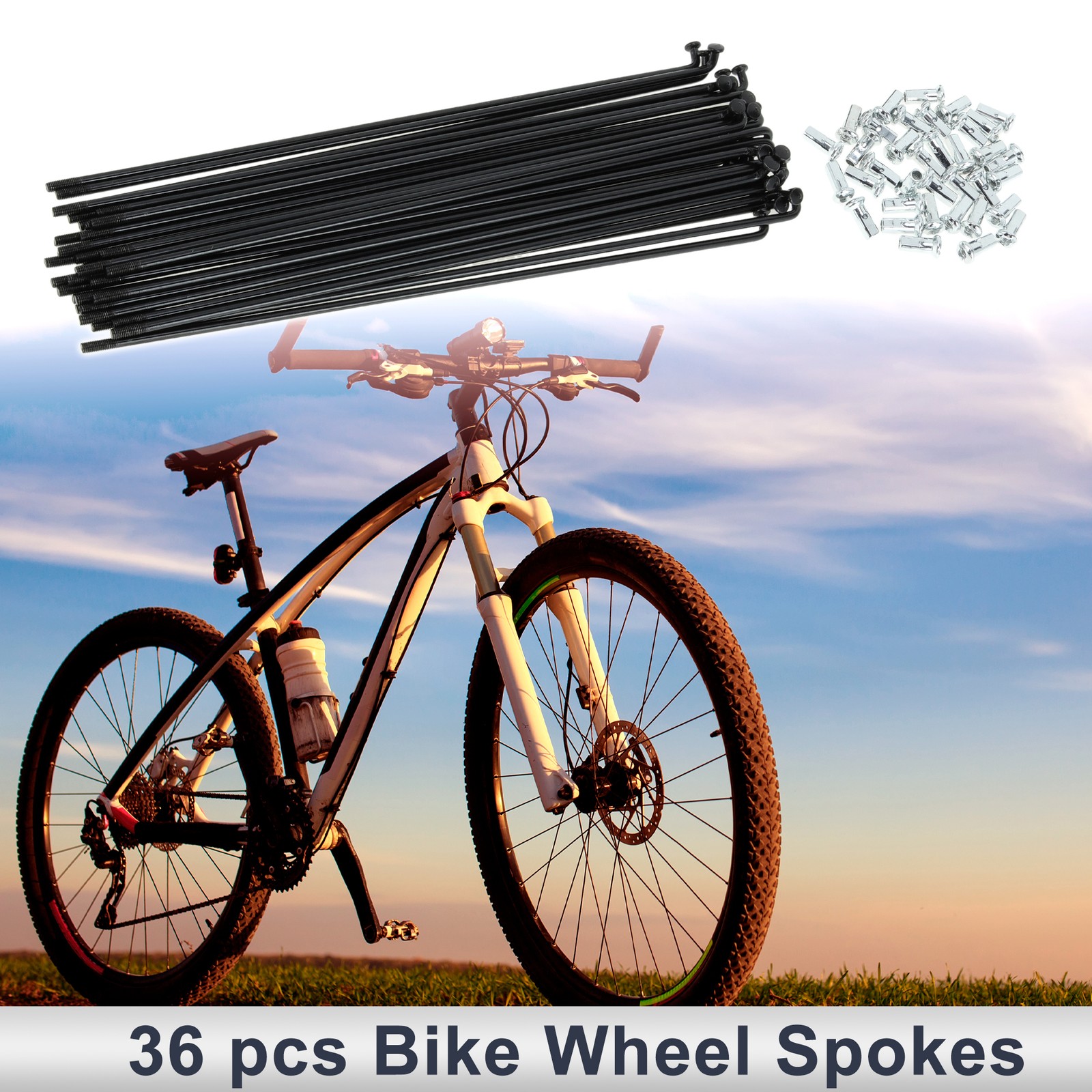 1 Set 12G 193mm Length Bicycle Spokes Nipple Carbon Steel Black Universal