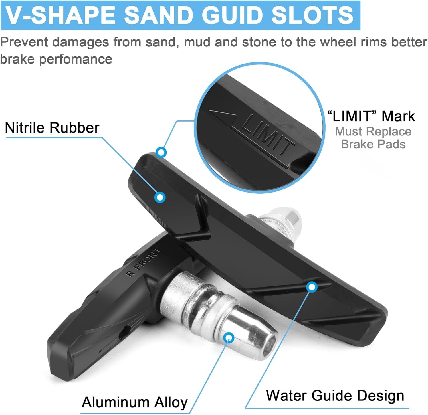 Universal 70mm V-Brake Blocks with Shims & Nuts – No Noise, Extra Durability