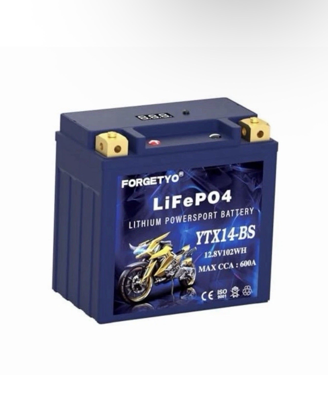 Lithium Motorcycle Battery, ATV Battery 12V 8AH 600CCA Compatible with YTX14-BS