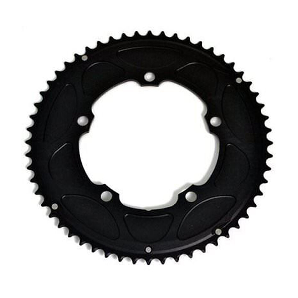 Driveline AL7075 Road Bike Bicycle TT Chainring 56T, BCD 130mm , Black x White