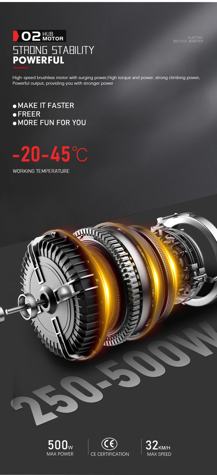 E-bike Motor 36V 48V 250W 350W 500W Front/Rear Brushless Gear Hub Motor Wheel