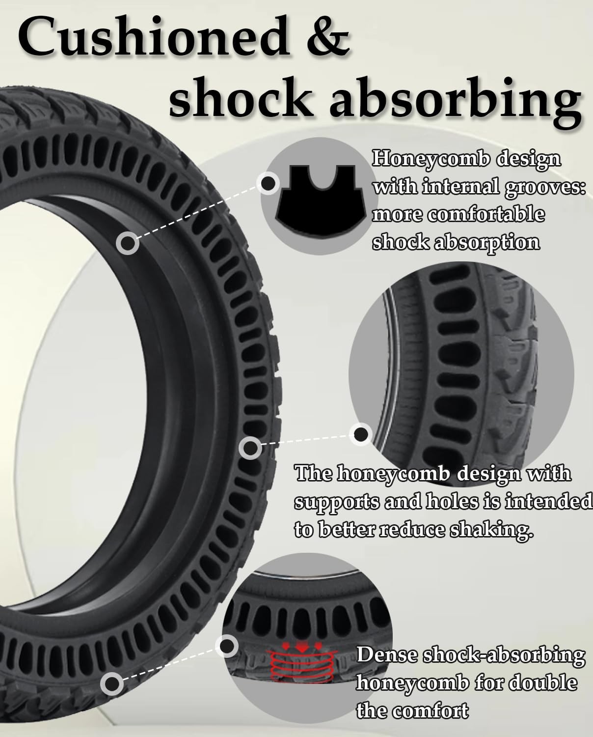 Felixstory 50/75-6.1 Off-Road Tire Upgraded Size 9X2.25 Solid Tire Replacement