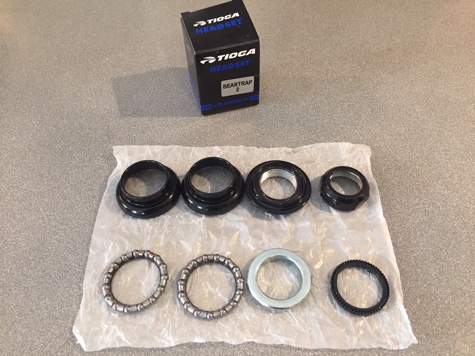OLD SCHOOL BMX TIOGA BEARTRAP 2 HEADSET BLACK 1″ threaded NEW tange gt