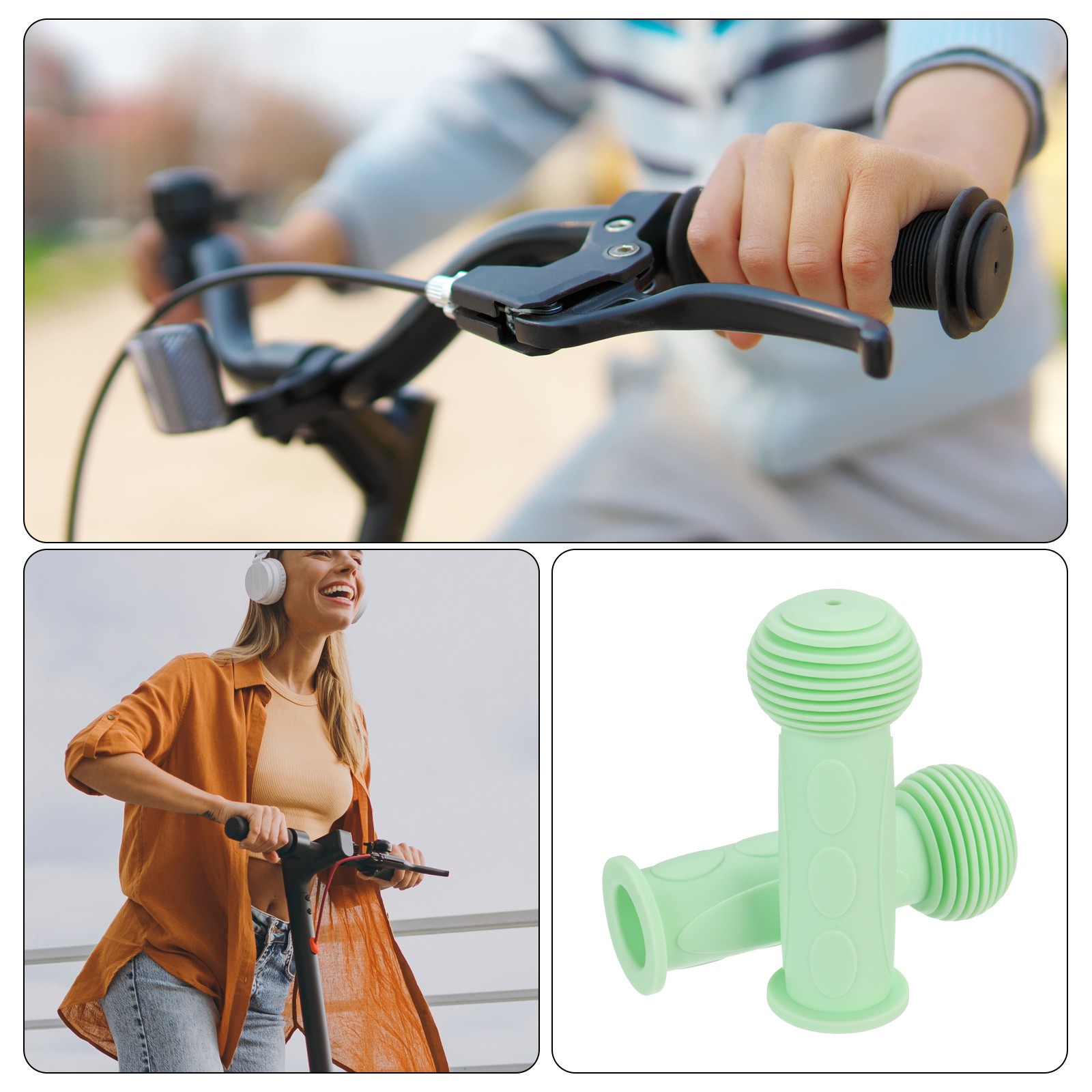 2pcs Bike Handlebar Grips 4.33″ Non-Slip Rubber Mushroom Grips Fit 7/8″,Green