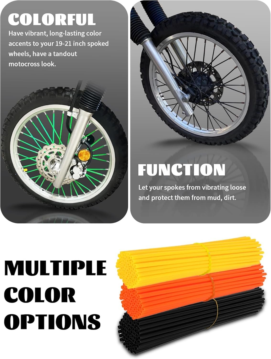 Protective 72Pcs Spoke Wraps – Custom Styles for 8″-21″ E-Bike and Dirt Bikes