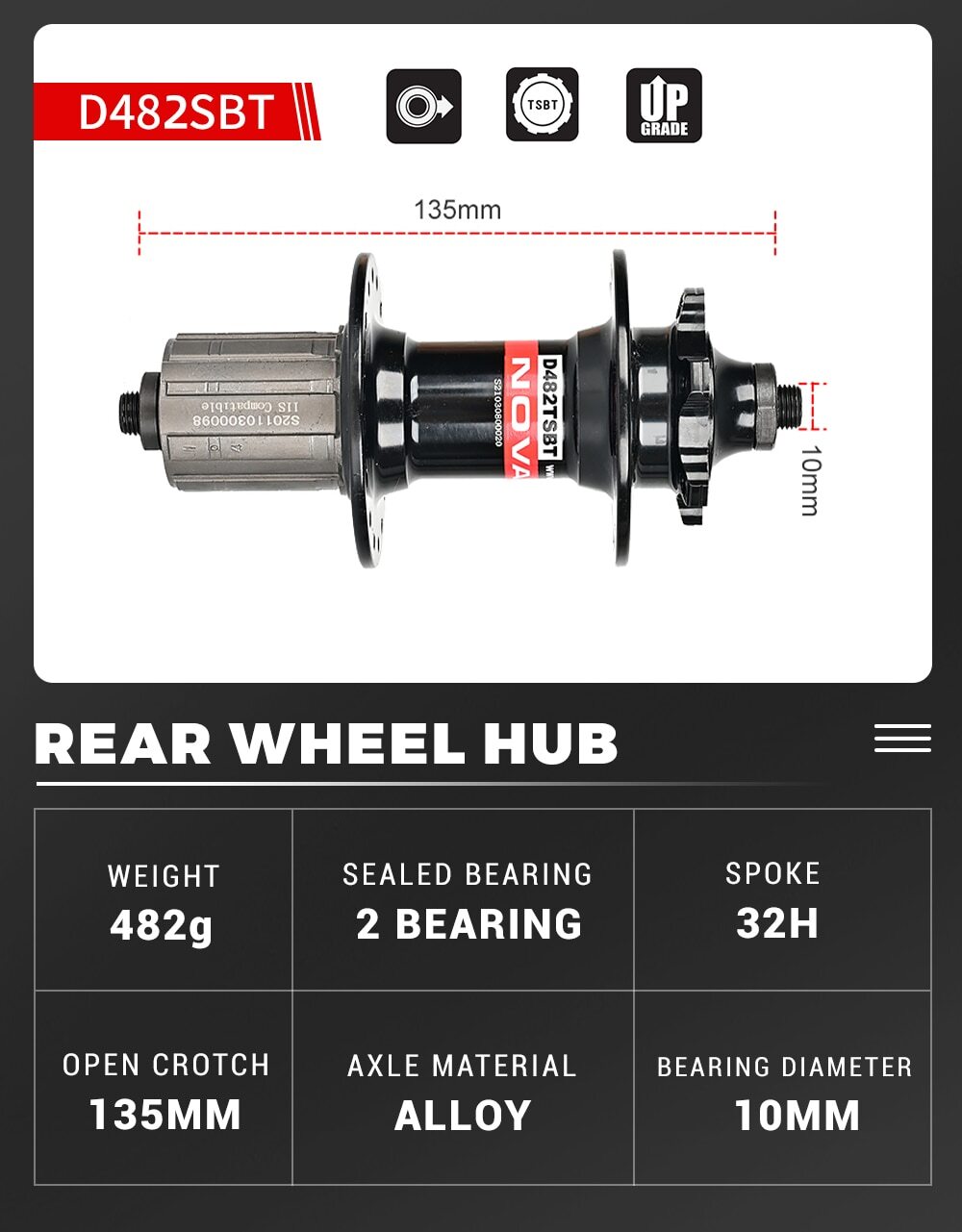 32 Holes 8-11S Mountain Bike 2 Bearing Bead QR Bicycle Parts for HG Cassette Hub