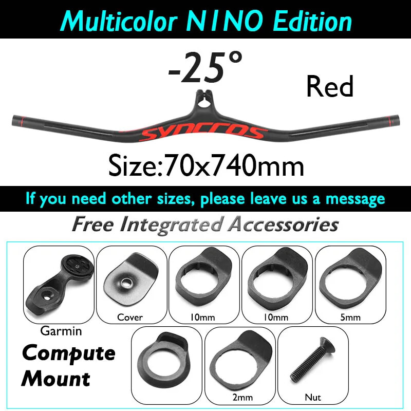 -8 -17 -25 Degree Carbon Fiber Mountain Bike Integrated Handlebar 70*740mm