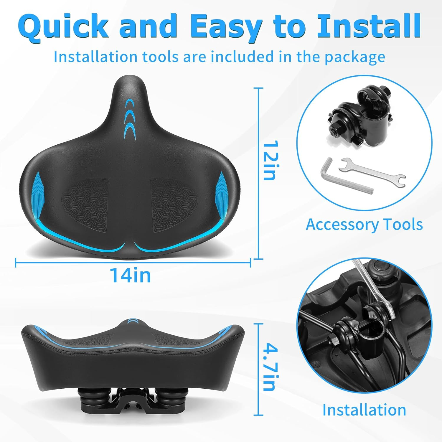 CDYWD Oversized Bike Seat for Men & Women Comfort, Extra Wide Bicycle Seat Cushi
