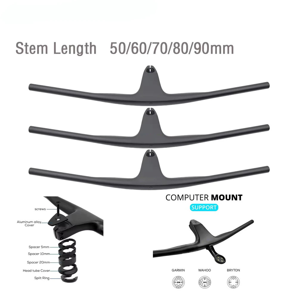 Carbon XC MTB Integrated Handlebar -17 Degree Full Internal Cable 28.6mm Steerer