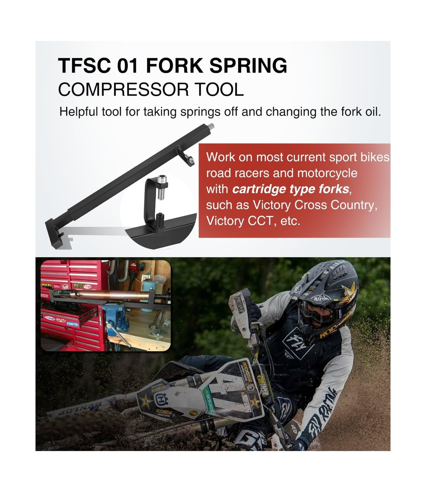 Fork Spring Compressor, Powder Coated – Fit For Sport Bikes