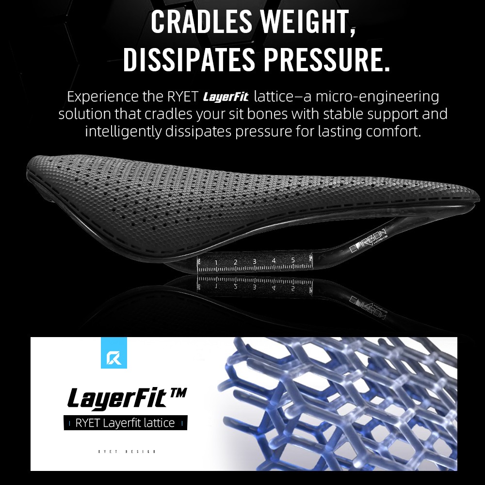 Ultralight RYET Carbon 3D Saddle 190g 145/155mm 7×9 Rails for Road MTB Gravel