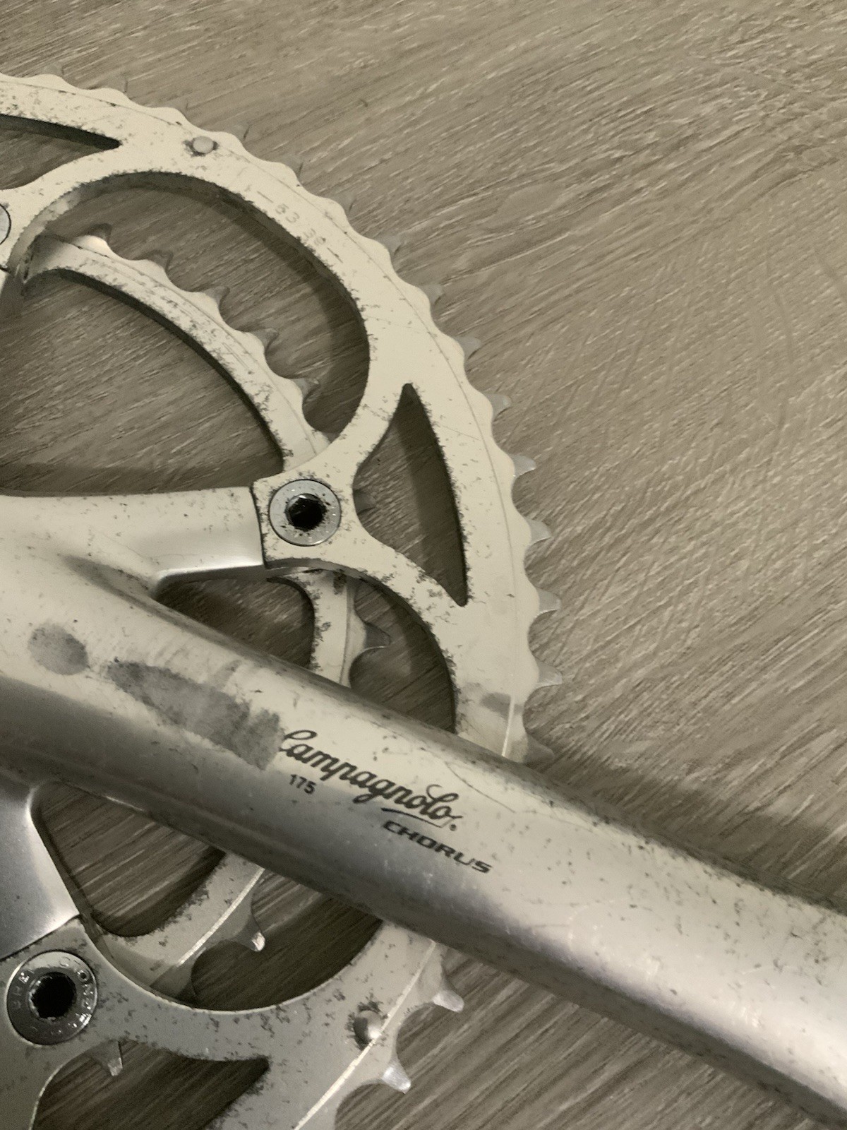 CAMPAGNOLO CHORUS CRANKSET DOUBLE 175 MM ARMS 53-39 TOOTH 7, 8 OR 9 SPEED