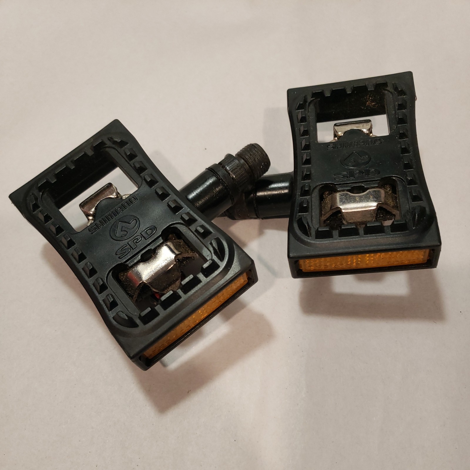 Shimano PD-M505 SPD Pedals w/ SM-PD22 Platform Adapters Reflectors Clipless