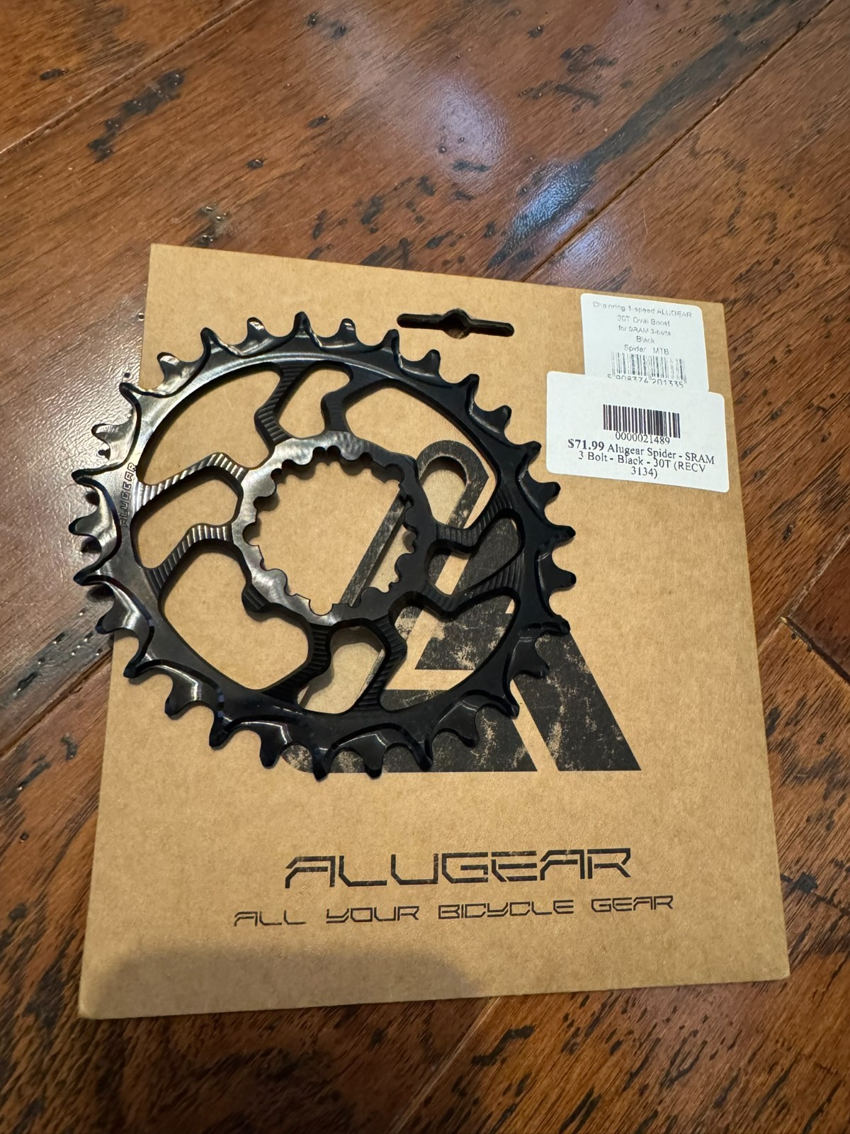 Alugear MTB Oval Chainring Sram 3-Bolt 30T 3mm offset Black